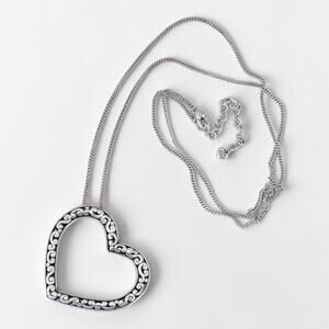 Brighton Contempo Retired Long Scrolled Open Heart Pendant Necklace 34-36 Inch